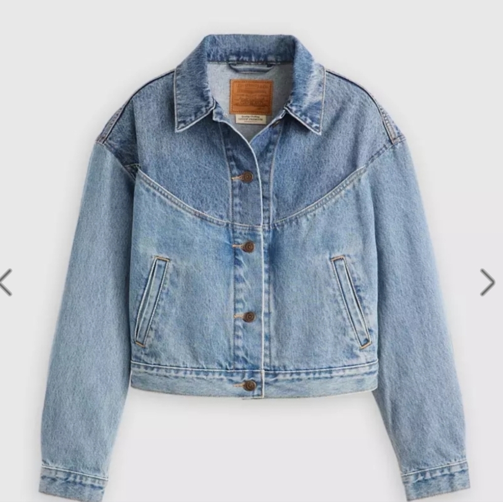 💙🔹️LEVIS🔹️ Shrunken 90s Trucker Western Ironic Iconic Jacket - Picture 1 of 10